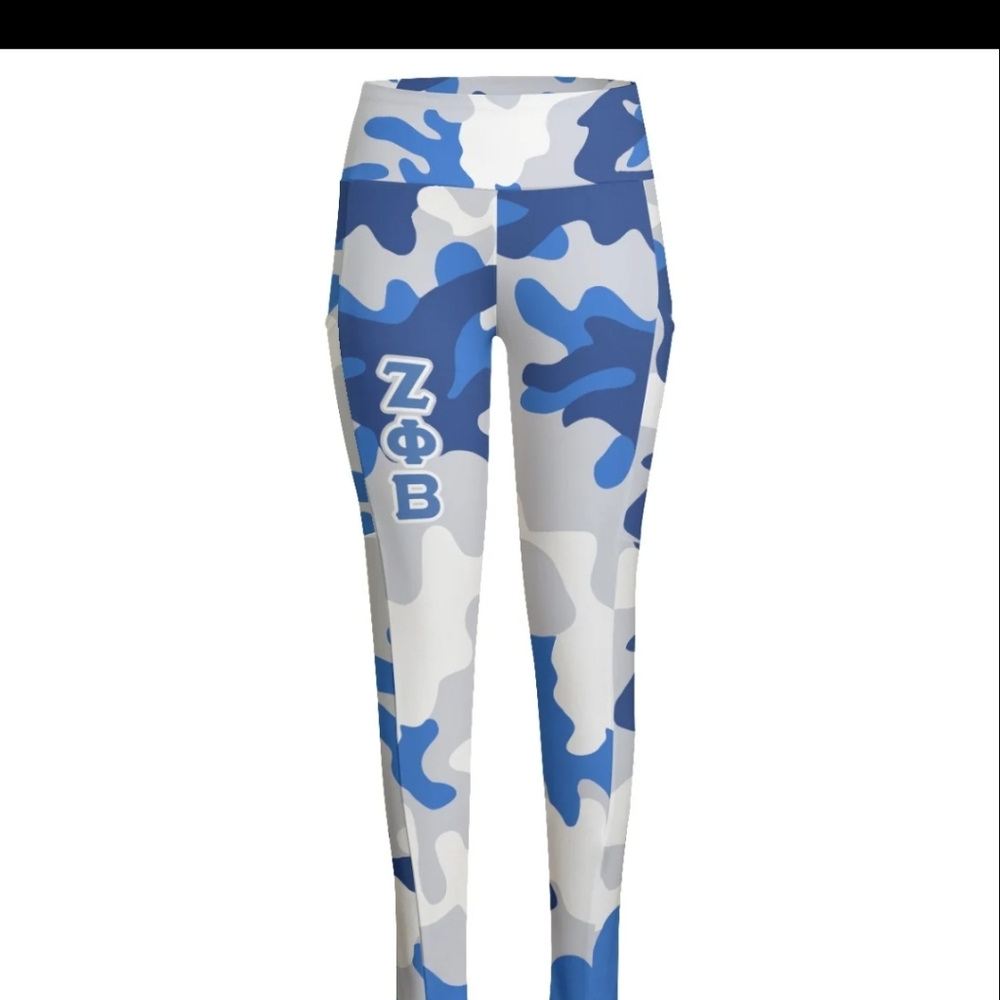 Blue Camouflage Women Leggings - Picture 2 of 4
